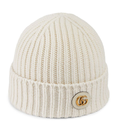 Shop Gucci Wool-cashmere Double G Beanie Hat In White