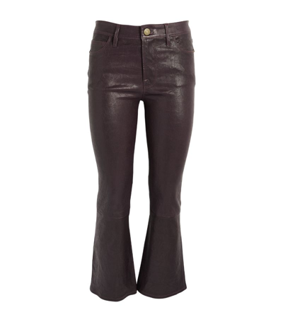 Shop Frame Leather Le Crop Mini Boot Trousers In Purple
