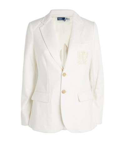 Shop Polo Ralph Lauren Crest Single-breasted Blazer In Ivory