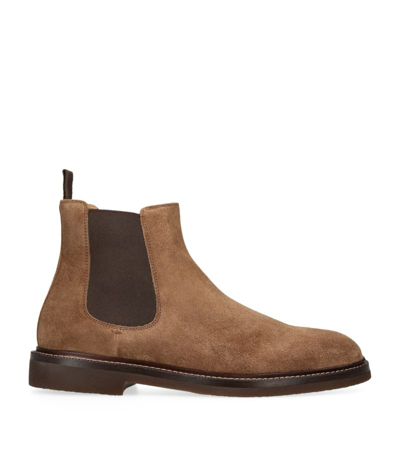 Shop Brunello Cucinelli Suede Chelsea Boots In Brown