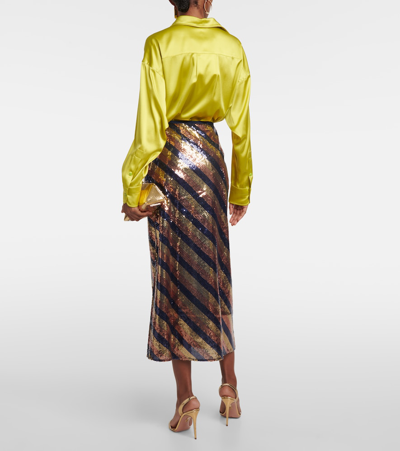 Shop Rixo London Kelly Sequined Midi Skirt In Multicoloured