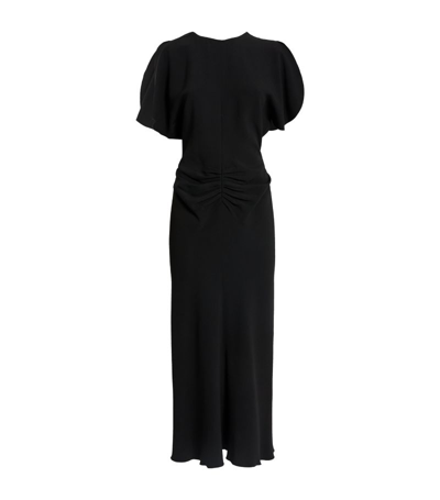 Shop Victoria Beckham Gathered Midi Dress In Black