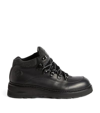 Shop Giorgio Armani Leather Hiking Boots In Multi
