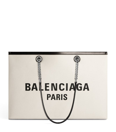 Shop Balenciaga Large Canvas Duty Free Tote Bag In Ivory