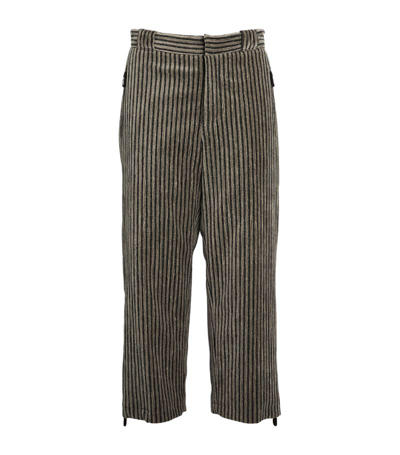 Shop Giorgio Armani Velvet Striped Trousers In Multi