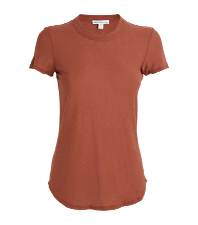 Shop James Perse Cotton Sheer Slub T-shirt In Brown