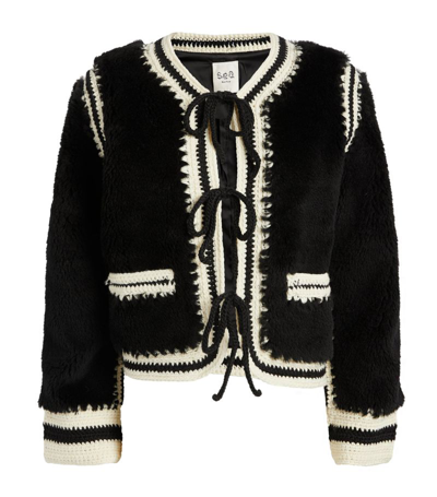 Shop Sea Wool Crochet Harper Jacket In Black