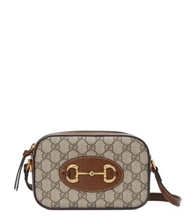 Shop Gucci Small Canvas Horsebit 1955 Shoulder Bag In Brown