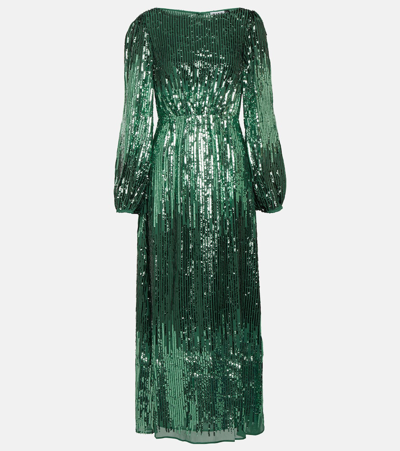 Shop Rixo London Coco Sequined Maxi Dress In Green