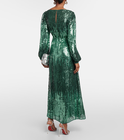 Shop Rixo London Coco Sequined Maxi Dress In Green