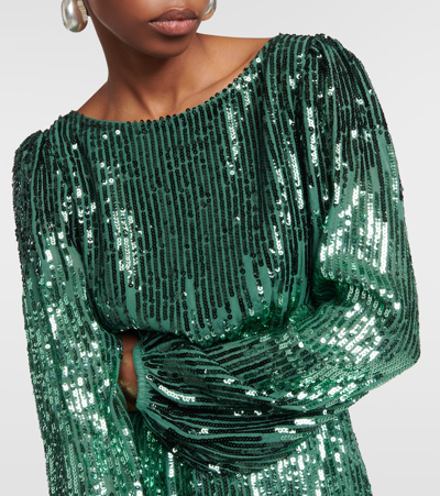 Shop Rixo London Coco Sequined Maxi Dress In Green