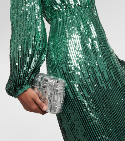 Shop Rixo London Coco Sequined Maxi Dress In Green