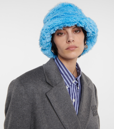 Shop Ruslan Baginskiy Teddy Bucket Hat In Blue