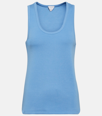 Shop Bottega Veneta Ribbed-knit Tank Top In Blue