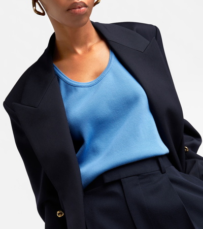 Bottega Veneta Ribbed-knit Tank Top In Blue