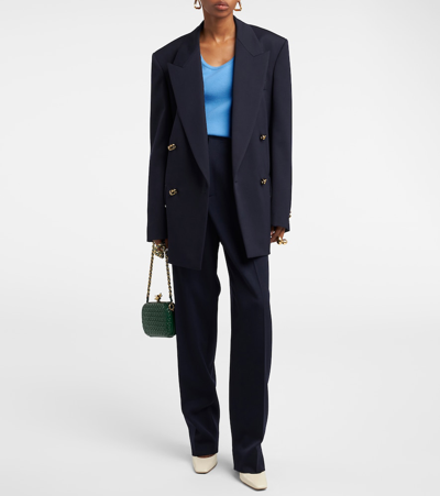Bottega Veneta Ribbed-knit Tank Top In Blue