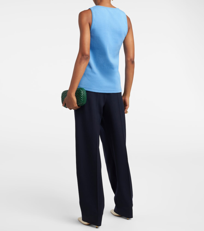 Shop Bottega Veneta Ribbed-knit Tank Top In Blue