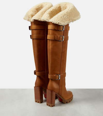 Christian Louboutin Brodeback Lug Over-the-knee Boots In Brown