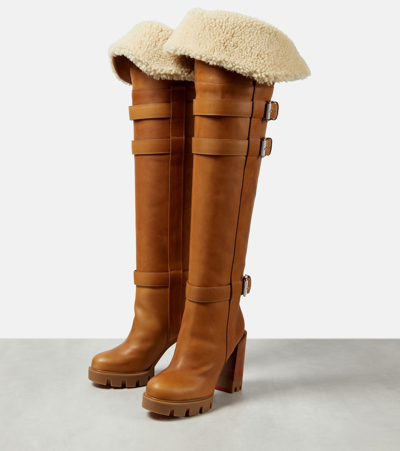 Shop Christian Louboutin Brodeback Lug Over-the-knee Boots In Brown