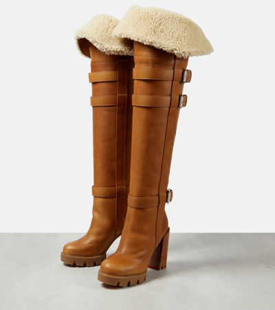 Christian Louboutin Brodeback Lug Over-the-knee Boots In Brown