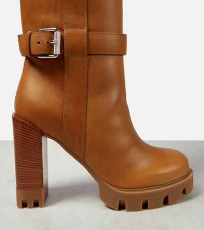 Christian Louboutin Brodeback Lug Over-the-knee Boots In Brown
