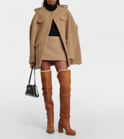 Christian Louboutin Brodeback Lug Over-the-knee Boots In Brown
