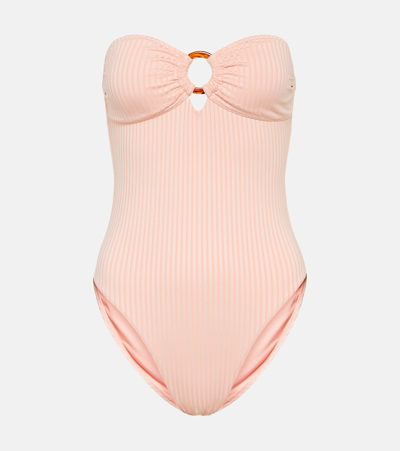 Shop Melissa Odabash Barbuda Strapless Swimsuit In Pink