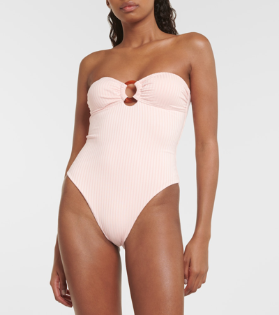 Shop Melissa Odabash Barbuda Strapless Swimsuit In Pink