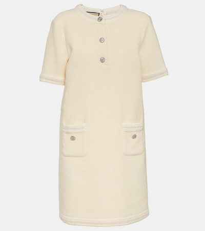 Shop Gucci Wool-blend Tweed Minidress In White