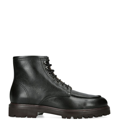 Shop Brunello Cucinelli Leather Apron Boots In Black