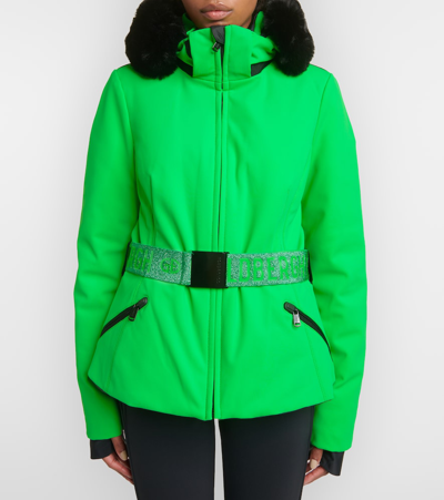 Shop Goldbergh Hida Faux Fur-trimmed Ski Jacket In Black