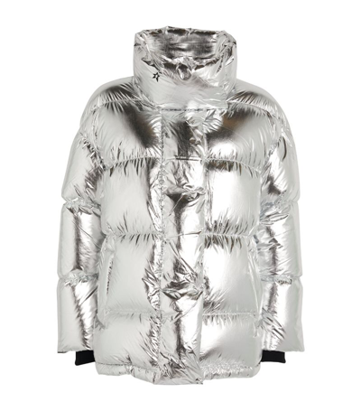 Shop Perfect Moment Padded Metallic Parka In Silver