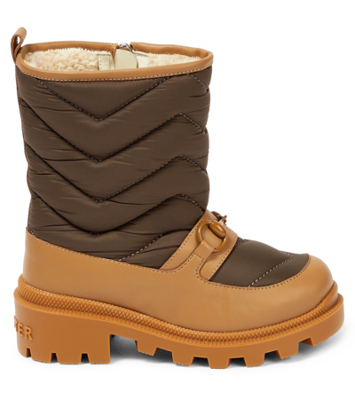 Shop Gucci Padded Leather-trimmed Snow Boots In Brown
