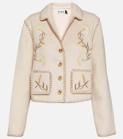 Shop Rixo London Sunday Embroidered Jacket In Beige