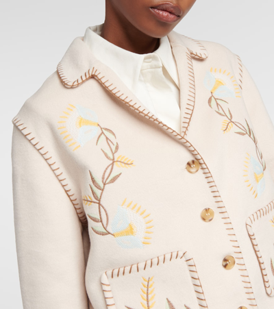 Shop Rixo London Sunday Embroidered Jacket In Beige