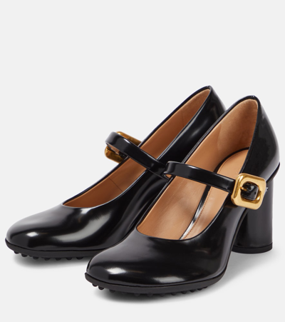 Shop Bottega Veneta Leather Mary Jane Pumps In Black