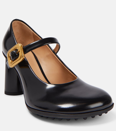 Shop Bottega Veneta Leather Mary Jane Pumps In Black