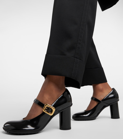 Shop Bottega Veneta Leather Mary Jane Pumps In Black