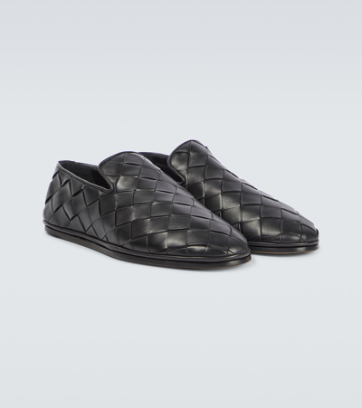 Shop Bottega Veneta Sunday Leather Slipper In Black