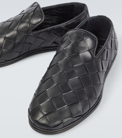 Bottega Veneta Sawyer Blue Slip-on Sneakers With Logo Detail And Intreccio Motif In Leather Man In Black
