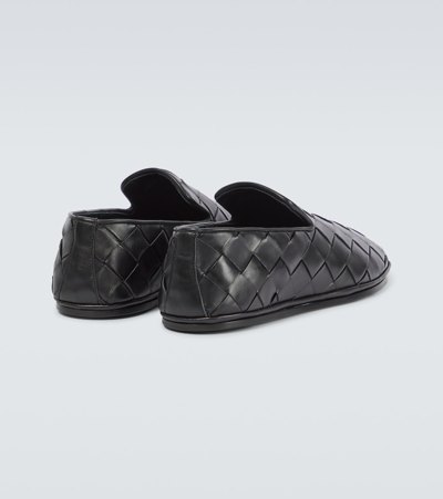 Bottega Veneta Sawyer Blue Slip-on Sneakers With Logo Detail And Intreccio Motif In Leather Man In Black