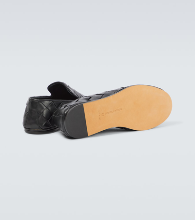 Bottega Veneta Sawyer Blue Slip-on Sneakers With Logo Detail And Intreccio Motif In Leather Man In Black