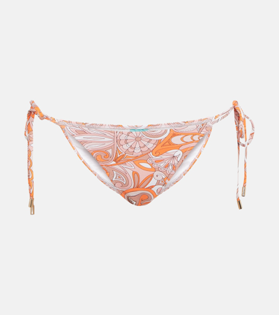 Shop Melissa Odabash Miami Printed Low-rise Bikini Bottoms In Orange
