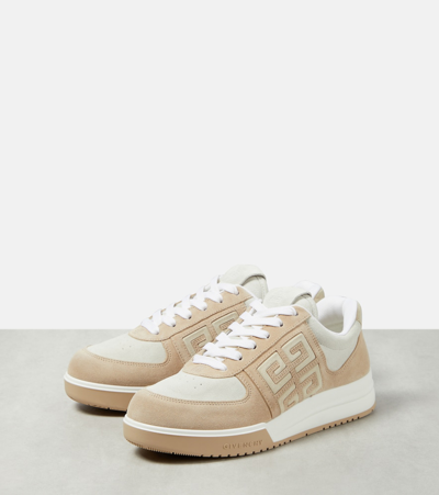Shop Givenchy G4 Suede And Leather Low-top Sneakers In White