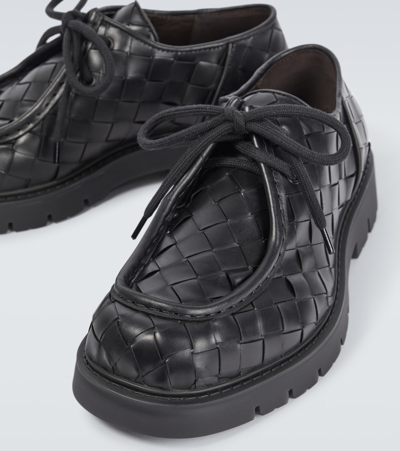Shop Bottega Veneta Haddock Leather Derby Shoes In Black