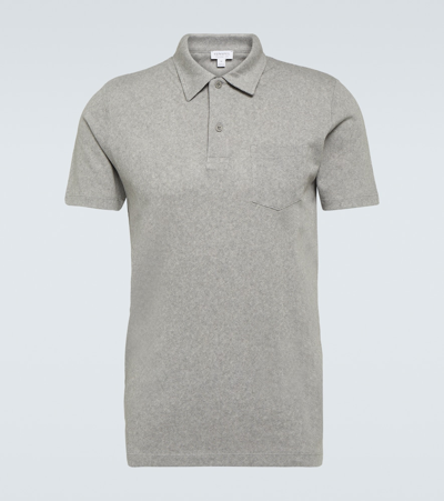 Shop Sunspel Riviera Cotton Polo Shirt In Grey