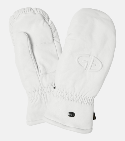 Shop Goldbergh Hilja Leather Ski Gloves In White