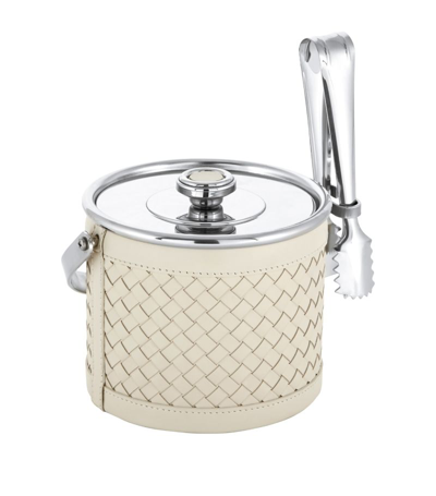 Shop Riviere Leather Menfi Ice Bucket In Ivory