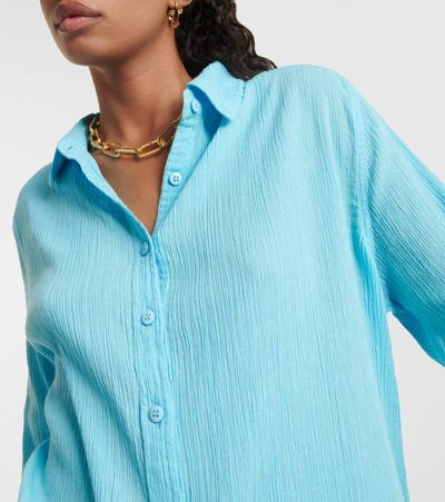 Shop Melissa Odabash Tina Cotton Gauze Shirt In Blue