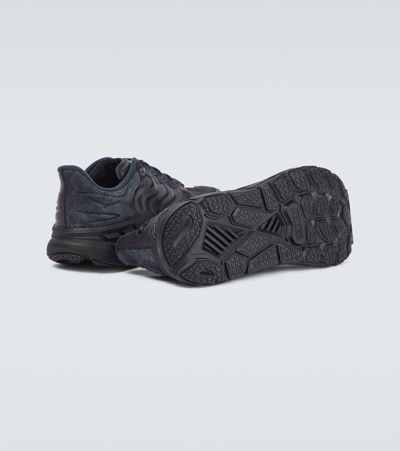 Shop Hoka One One Clifton Ls Leather-trimmed Mesh Sneakers In Black